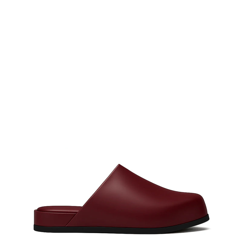 Black Leather Men Mule