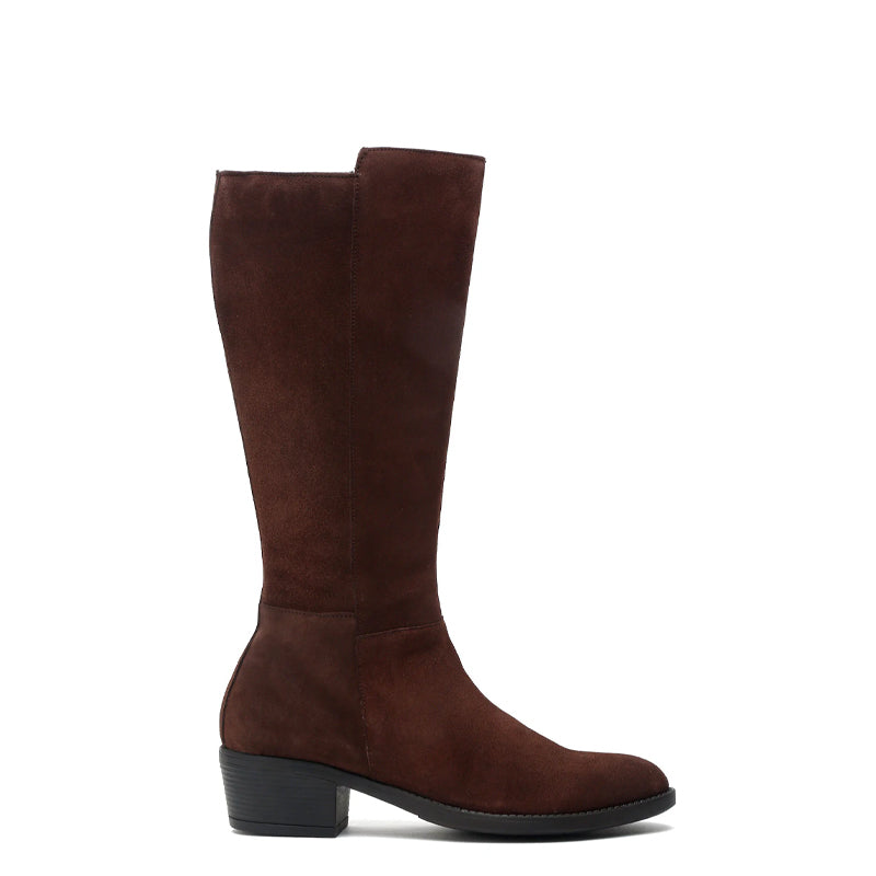 Women Suede Knee High-Top Side Zipper Boots