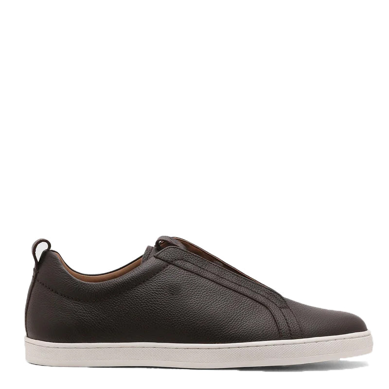 Men Textured Leather Slip On Sneakers
