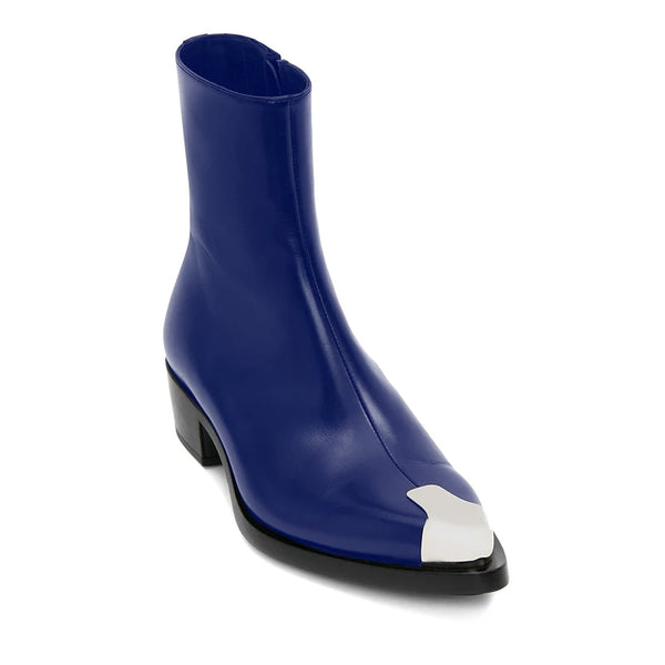 Punk Leather Boots Silver Toe