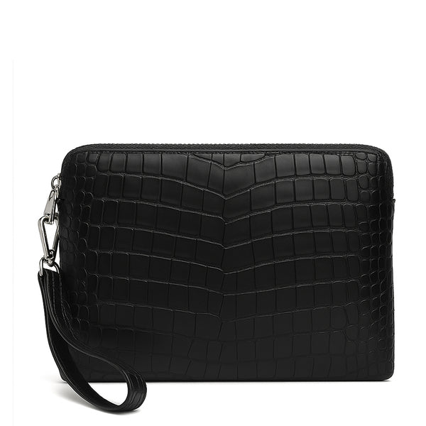Italian Crocodile Leather Zipper Clutch for Men