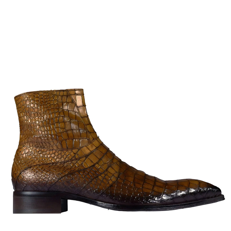 Croco Leather Zip Up Boots