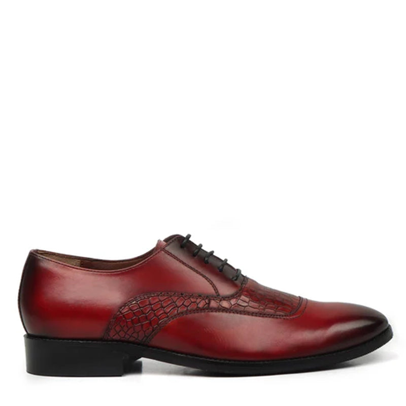 Premium Deep Cut Croco Leather Oxford Shoes