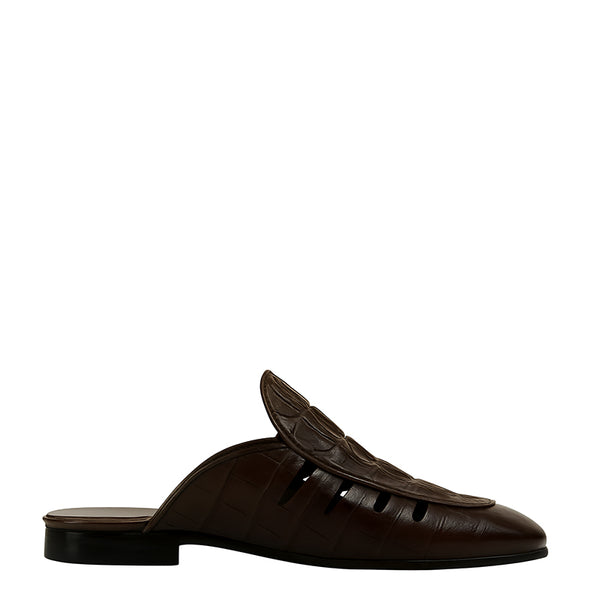 Luxury Crocodile Textured Mule