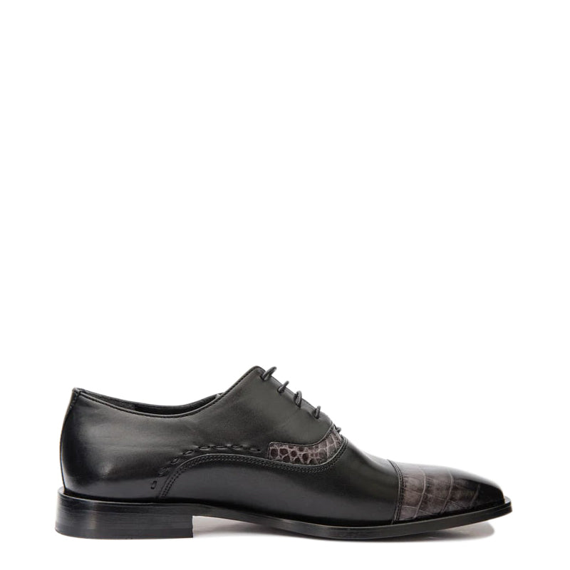 Black Single Brogue Cap Toe Men's Shoe