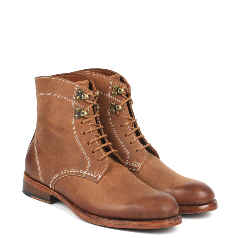 Men Suede Handmade Lace-Up Leather Ankle Boots