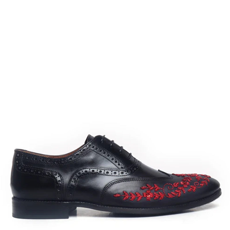 Leather Lace-Up Wingtip Shoes For Men