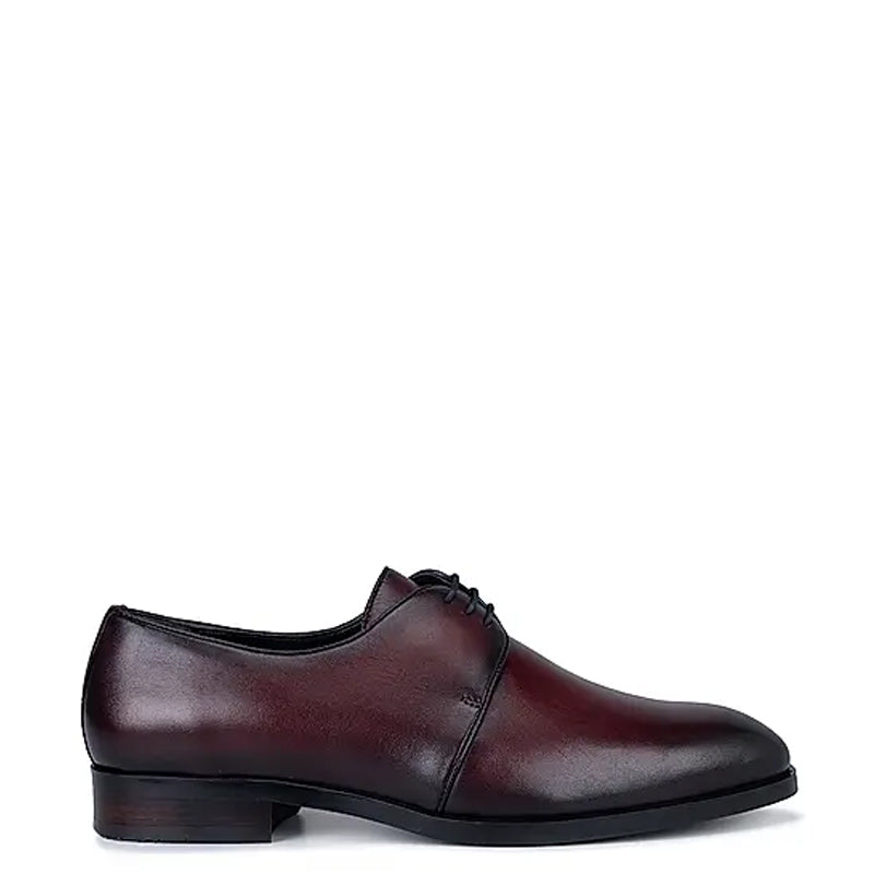 Plain Solid Leather Lace-Up Formal Derby Shoes