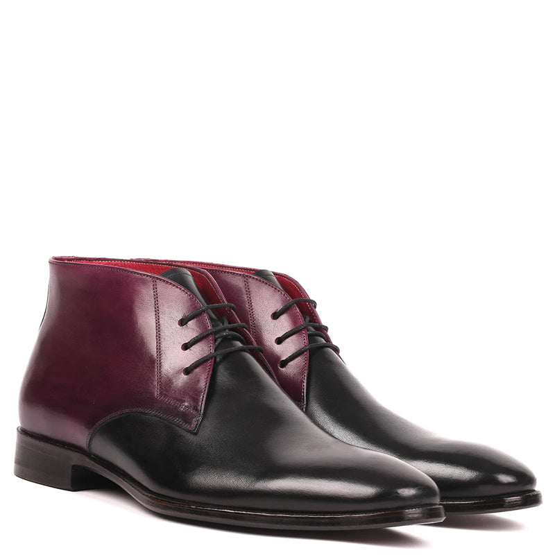 Men Handmade Plain Toe Leather Chukkas Boots