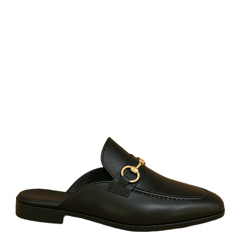 Noir Glide Leather Mule