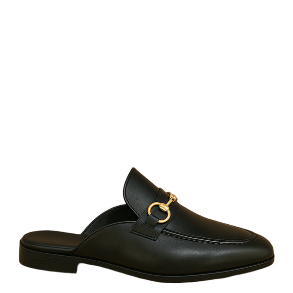 Noir Glide Leather Mule