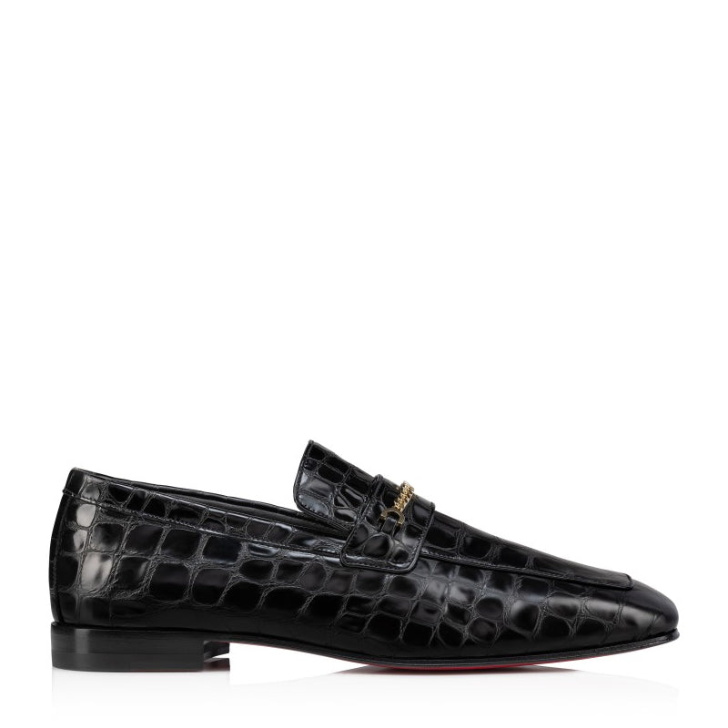 Patent Croco Print Leather Tassel Loafers