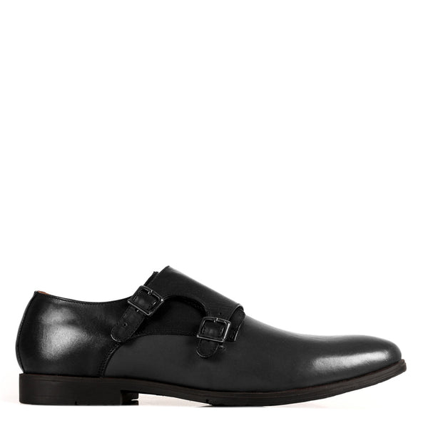 Leather Double Monk Strap Shoe For Men