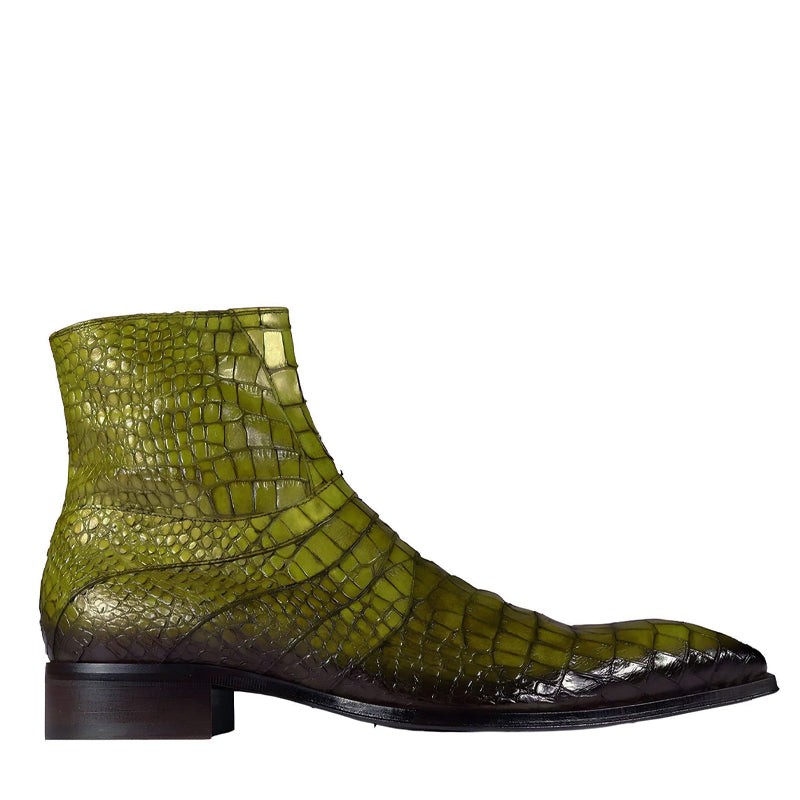 Croco Leather Zip Up Boots