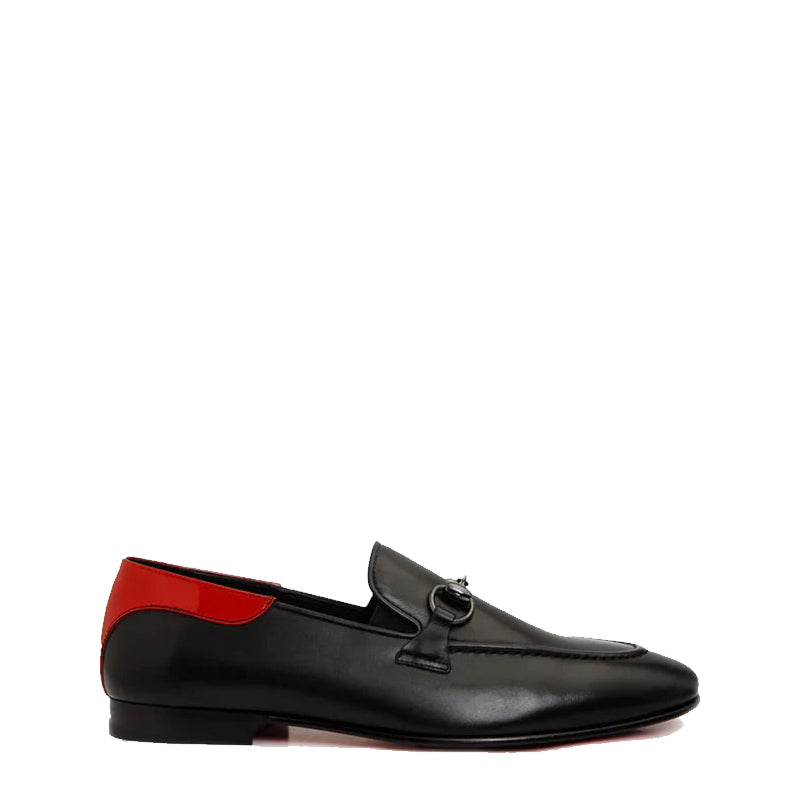 Black Leather Bit Loafer Men's Shoe