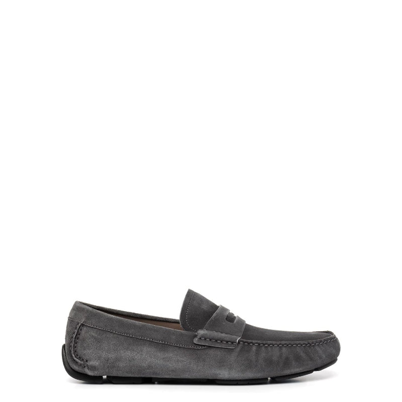 Gray suede driving loafer for men