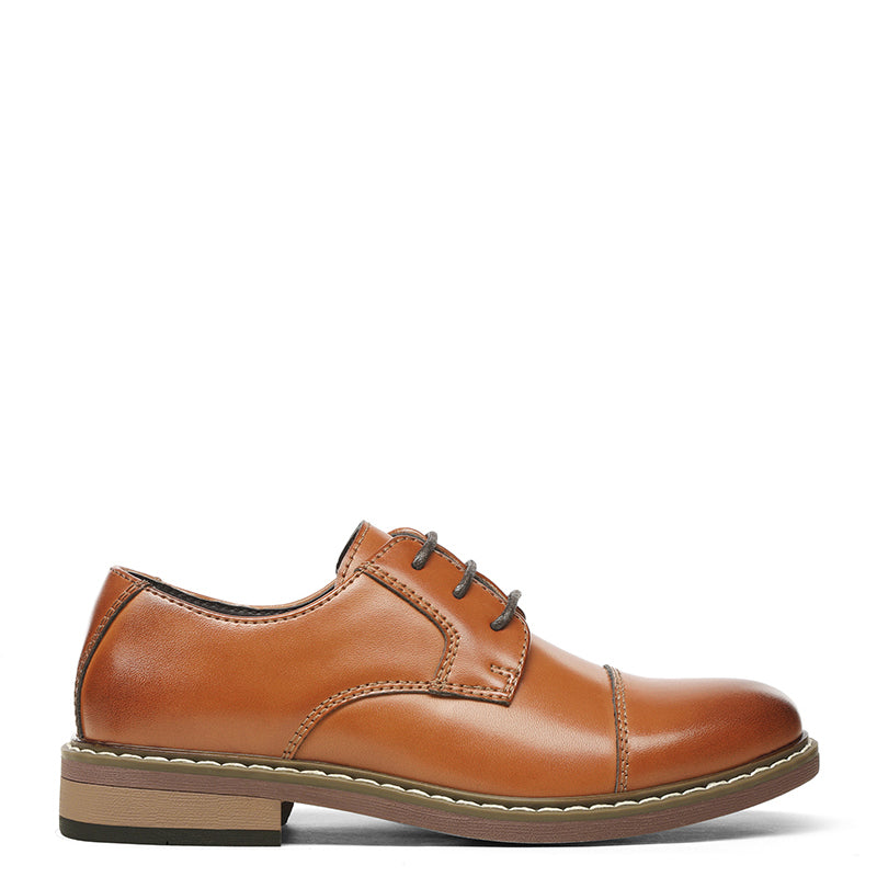 Boys' Vegan Leather Cap-Toe Dress Shoes
