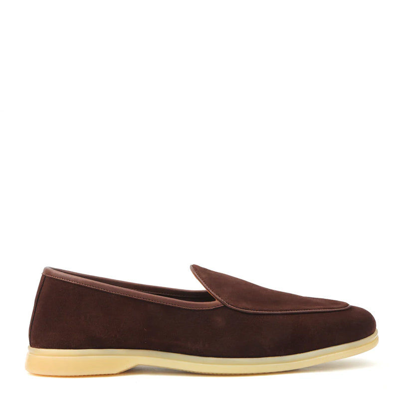 Suede Leather Solid Green Loafers For Men