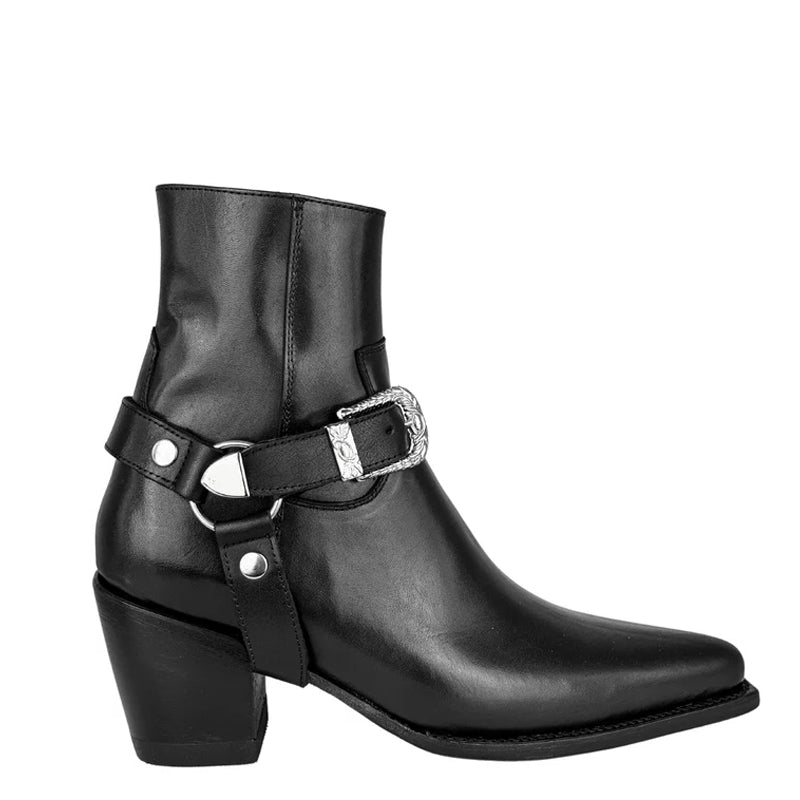 Leather High-Heel Chelsea With Chain Boots