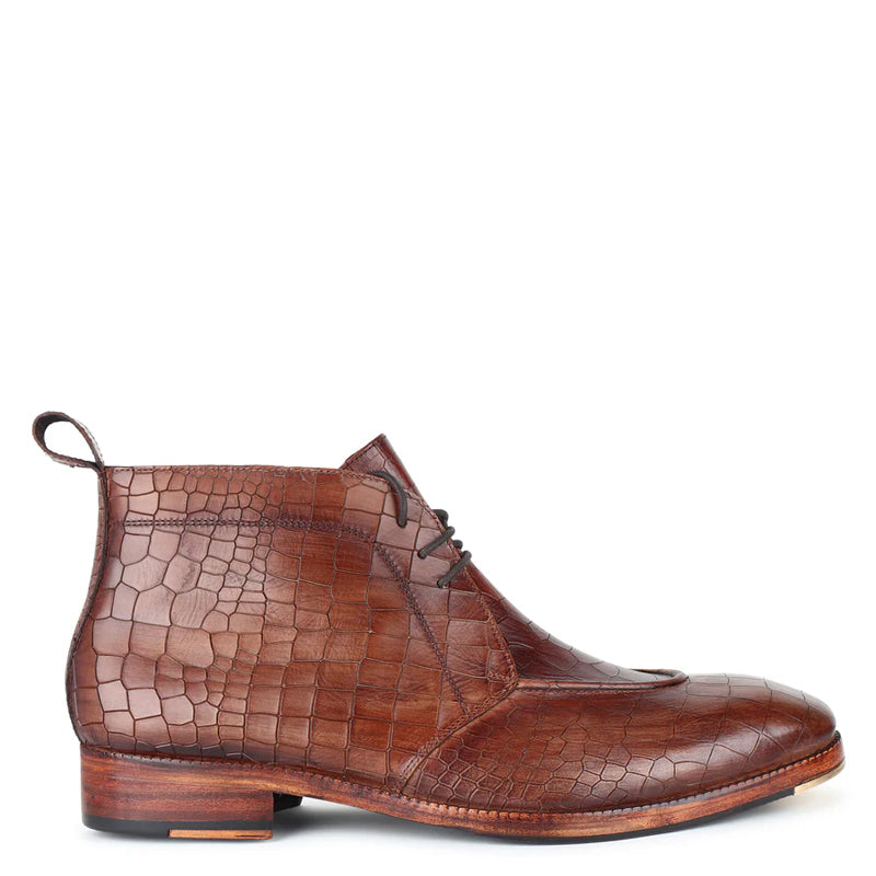 Patina Croco Leather Chukkas Boots