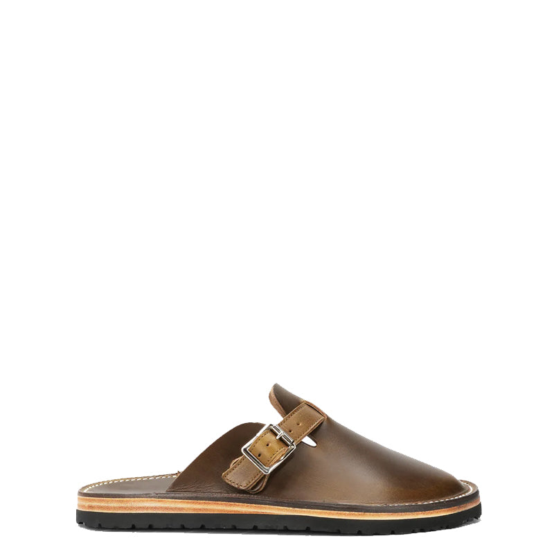 Buckle Clogs Slit Sandal Tan