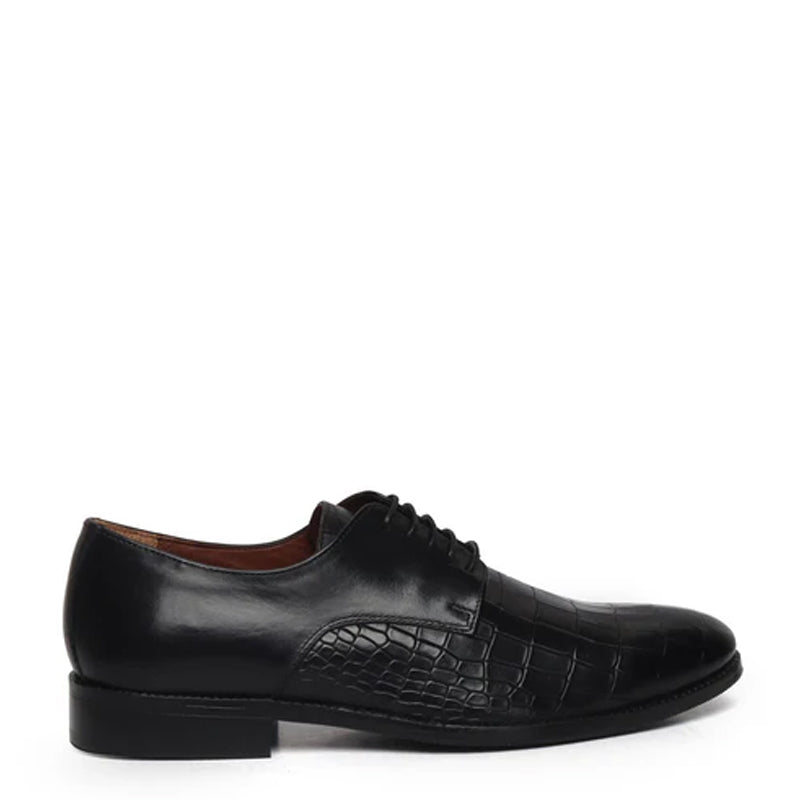 Croco Textured Formal Leather Oxford Shoes