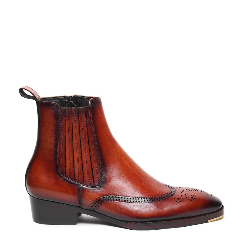 Leather Wingtip Chelsea Boots