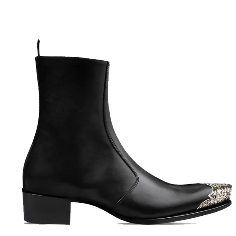 Side Zip Boot with Silver Toe