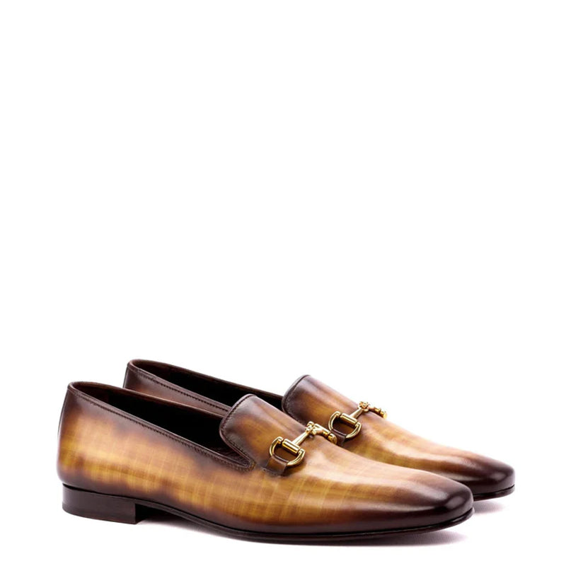 Patina Handmade Leather Slip-on Horsebit Loafers