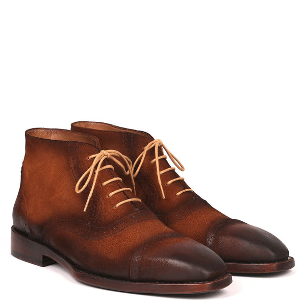 Antique Suede Lace Up Cap Toe Ankle Boots