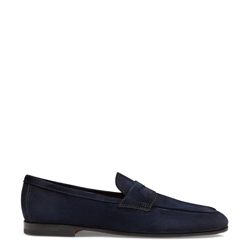 Men’s Blue Suede Penny Loafers – Classic Slip-On