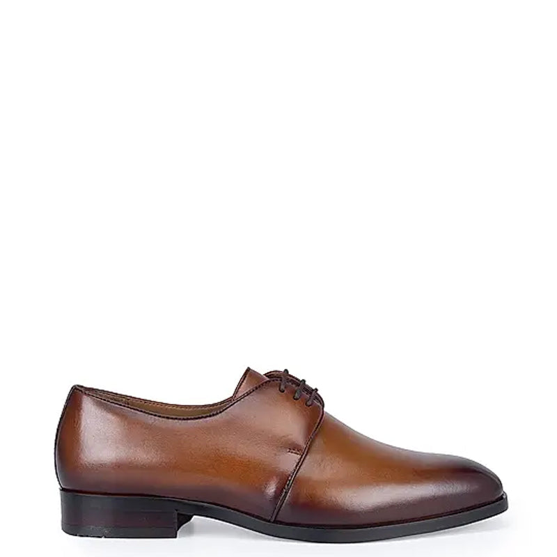 Plain Solid Leather Lace-Up Formal Derby Shoes