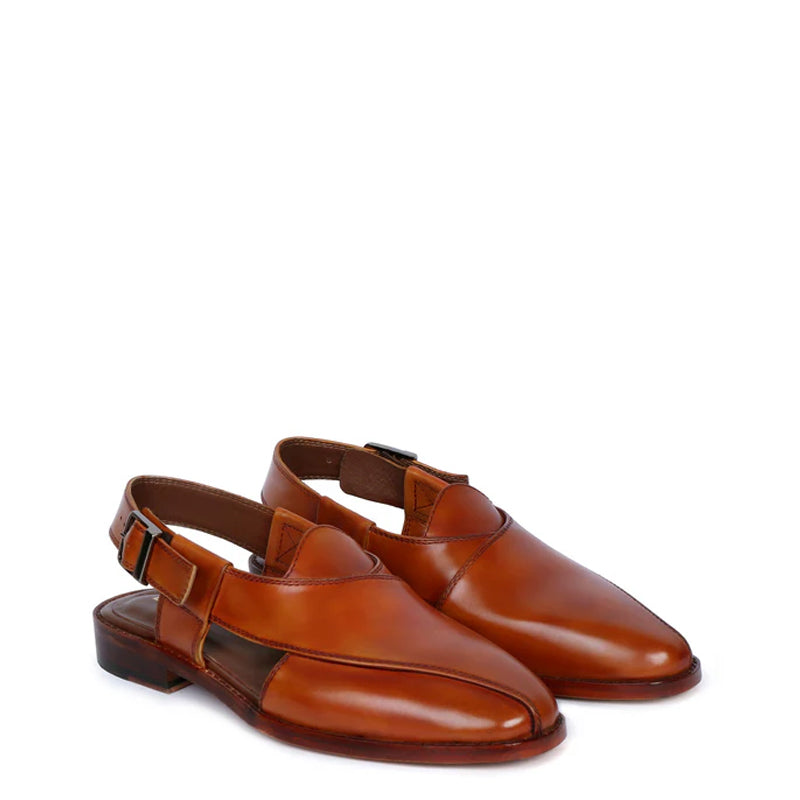 Cross Strap Slip-On Leather Peshawari Sandals