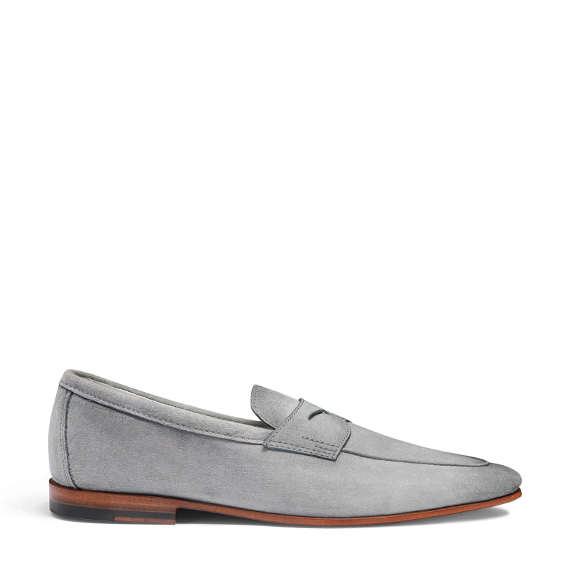 Men’s Gray Suede Penny Loafers – Classic Slip-On