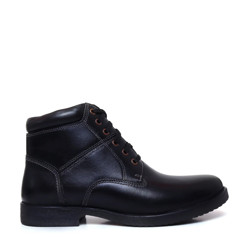 Leather Lace-Up High Ankle Boots for Men