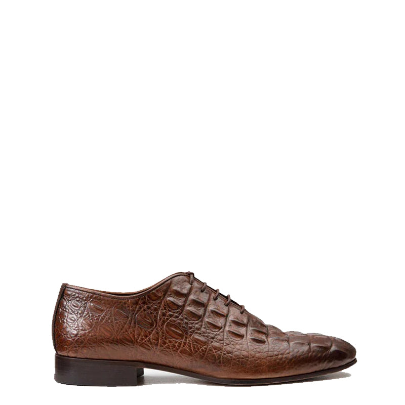 Brown Textured Leather Oxford Men Shoe