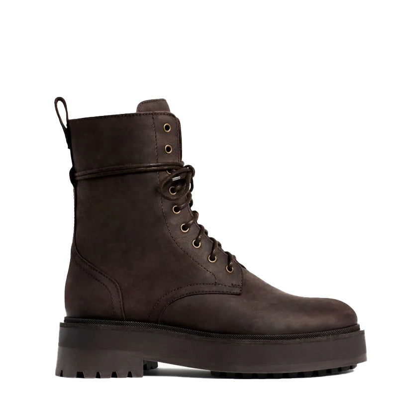 Lace-Up Leather High-Top Combat Boots