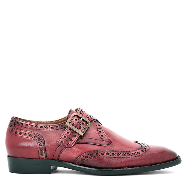 Leather Single Monk Strap Tan Shoe For Men