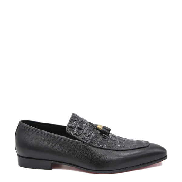 Croco Print Leather Tassel Loafer For Men