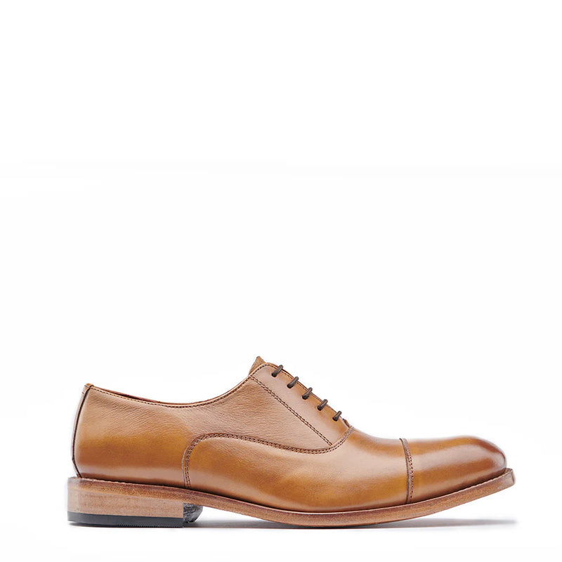 Men Lace-Up Shiny Leather Oxford Shoes