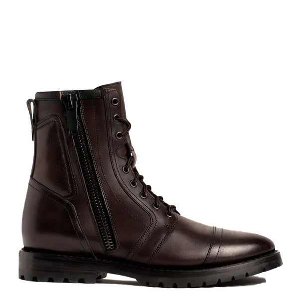 Leather Zip Up High Ankle Boots