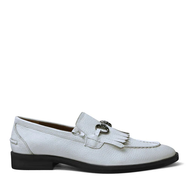 Classic Leather Horse Bit Buckle Tassel Loafers With Fringed