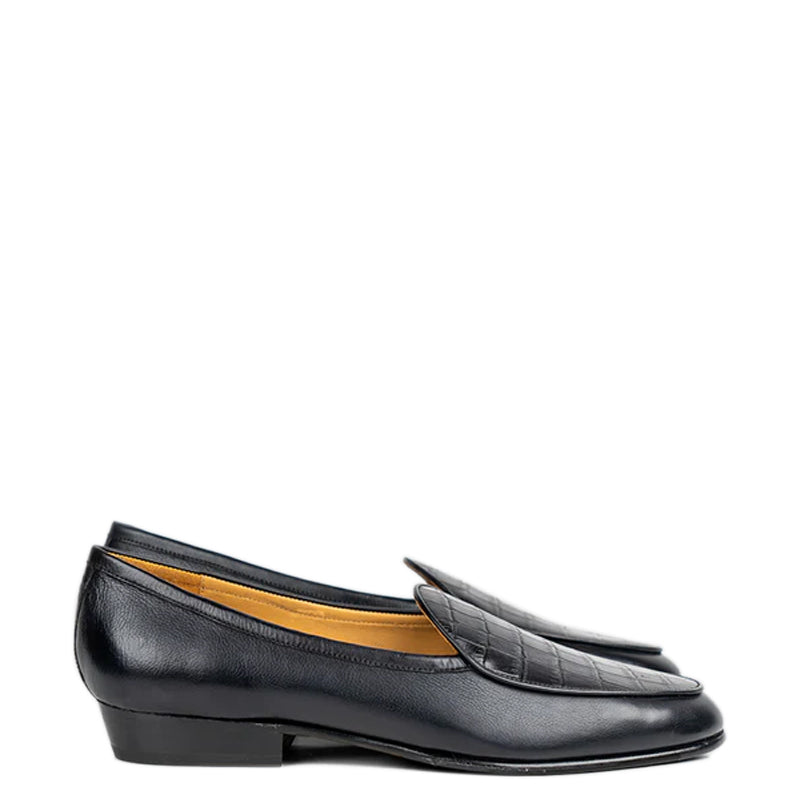 Croco Solid Leather Formal Brown Loafer
