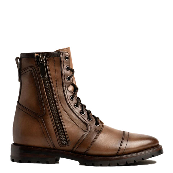 Leather Zip Up High Ankle Boots