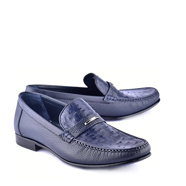Exotic Ostrich Deer Skin Moccasins Loafers