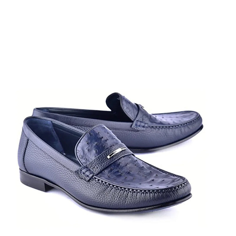 Exotic Ostrich Deer Skin Moccasins Loafers