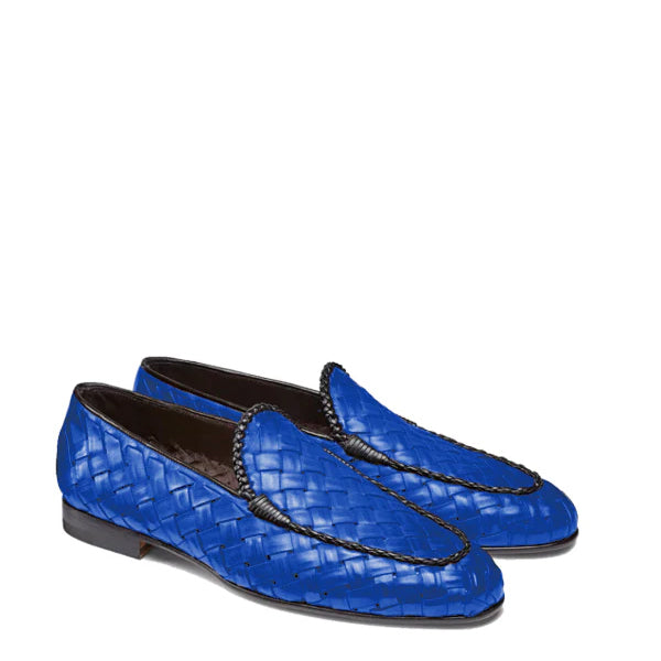 Blue Weaved Leather Loafer