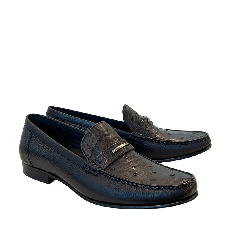 Exotic Ostrich & Deer-Skin Moccasins Loafers