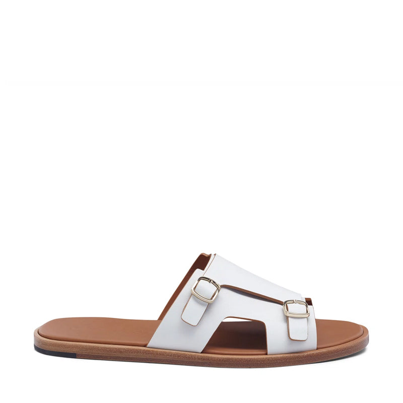 Men Double Buckle Leather Comfort Sandal