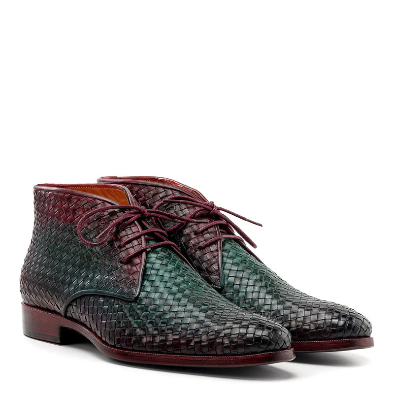 Handmade Woven Leather Chukkas Boots For Men